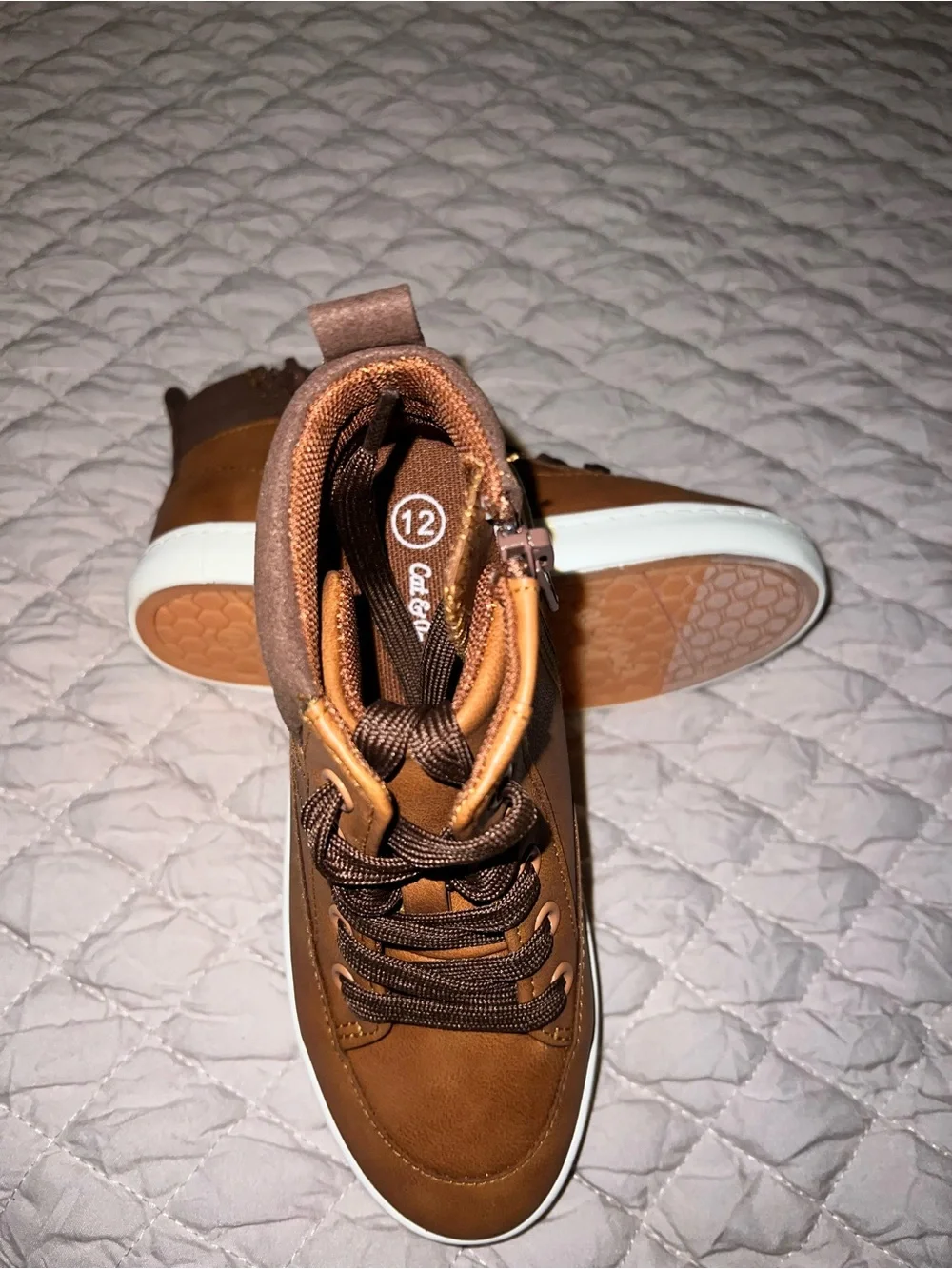 Cat & Jack Brown High-Top Sneakers with White Sole - Boys